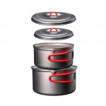 Походный набор EVERNEW: титановые кастрюли (1300 и 900мл.) с крышками 2шт. ECA536