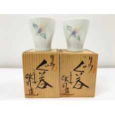 Винтажный набор посуды для саке Kyo / Kiyomizu ?? (2 чашки. Япония 1990-2000гг.), арт. W7568A-00