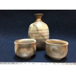Винтажный набор посуды для саке Bizen ??? (мастерская Konishi (???? ?)) (1 кувшин, 2 чашки. Япония 1950-1980гг.), арт. HB7909-02