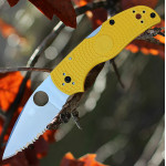 Складной нож Spyderco Native 5, Yellow FRN Handle, LC200N, Full Serrated