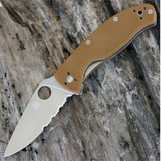 Складной нож Spyderco Tenacious, Brown G10 Handle, Part Serrated
