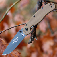Складной нож Ontario RAT II, D2, Coyote Brow, черное лезвие