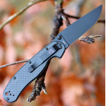 Складной нож Ontario RAT II, D2, Carbon fiber, черное лезвие