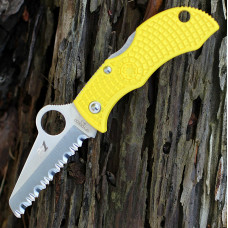 Складной нож Spyderco Manbug, Yellow FRN handle, H1 Steel, Full Serrated