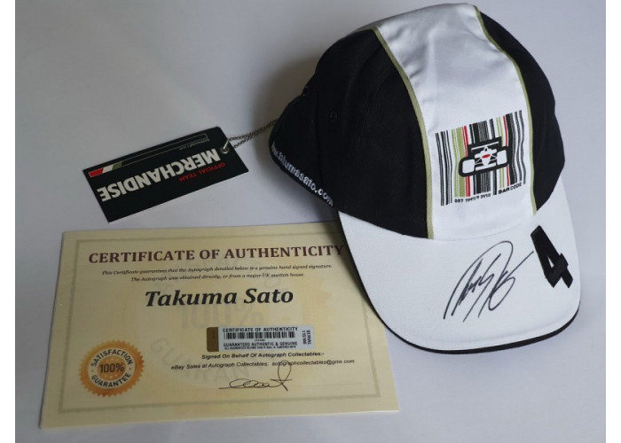 Кепка с автографом TAKUMA SATO (Пилот формулы-1 от команды Honda, Япония)