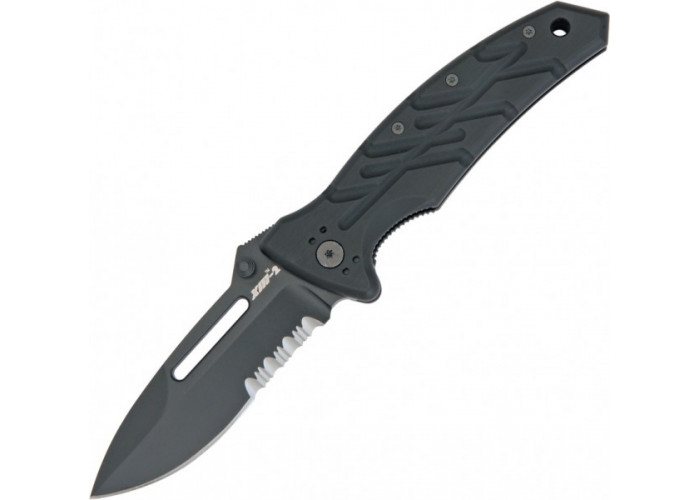 Складной нож Ontario XM-2TS Slim Black, серрейтор, черное лезвие