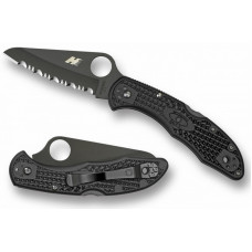 Складной нож Spyderco Salt 2, Black FRN Handle, H1 Steel, Black Blade, Serrated