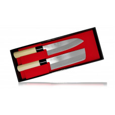 Набор кухонных ножей Tojiro Santoku 165mm / Nakiri 165mm, Shirogami
