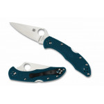Складной нож Spyderco Delica 4, Flat Ground, K390 Satin Plain Blade, Blue FRN Handles