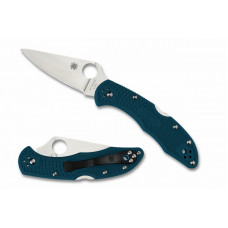 Складной нож Spyderco Delica 4, Flat Ground, K390 Satin Plain Blade, Blue FRN Handles