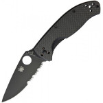 Складной нож Spyderco Tenacious, Carbon Fiber Handle, Black Blade, Part Serrated