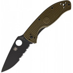 Складной нож Spyderco Tenacious, OD FRN Handle, Black Blade, Part Serrated