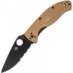 Складной нож Spyderco Tenacious, Tan FRN Handle, Black Blade, Part Serrated