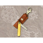 Нож складной Nagao Higonokami, Mame Miniature, SK5 steel, Brass, 40mm (Коричневый чехол)