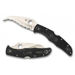 Складной нож Spyderco Matriarch 2, VG10 Satin Full Serrated, Black FRN Handle
