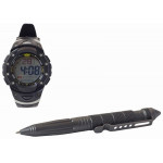 Тактическая ручка и часы UZI (комплект), Black